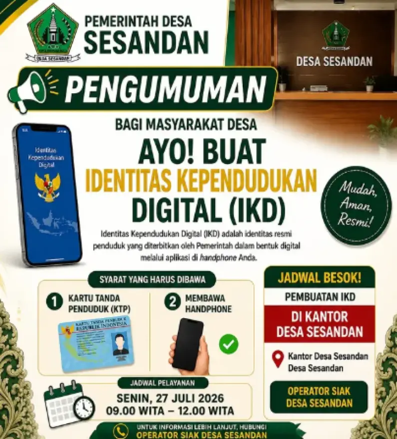 PENGUMUMAN UNTUK MASYARAKAT DESA SESANDAN